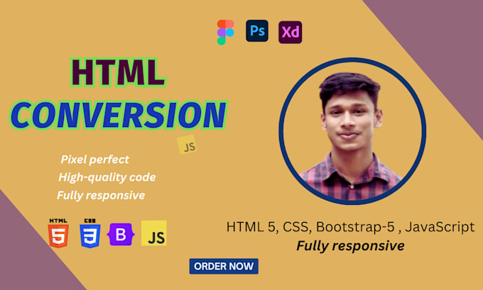 Gig Preview - Convert figma to HTML, PSD to HTML CSS javascript bootstrap 5