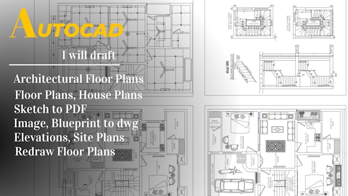 Gig Preview - Draw, redraw architectural floor plan, sketch and blueprint to autocad dwg