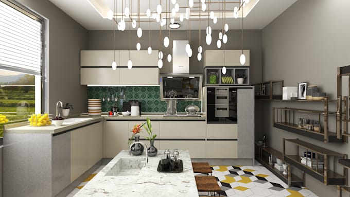 Gig Preview - Best kitchen interior design house modeling