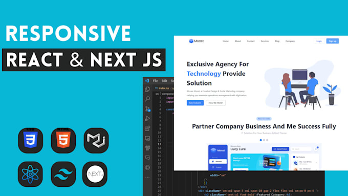 Gig Preview - Build responsive web front end in react next js javascript HTML CSS