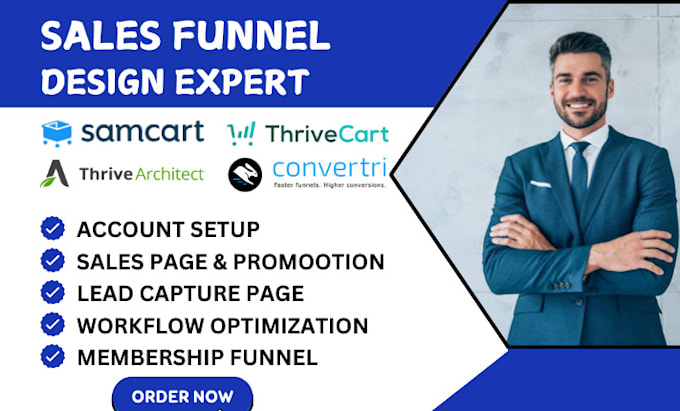 Gig Preview - Build samcart sales funnel, thrivecart, thrivearchitect, convertri, simvoly