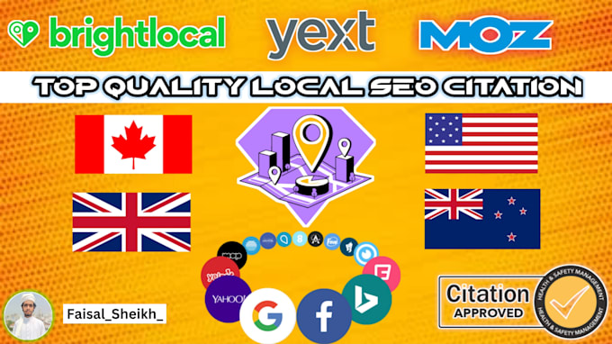 Gig Preview - Do top local SEO 100 citation brightlocal, yext, and more