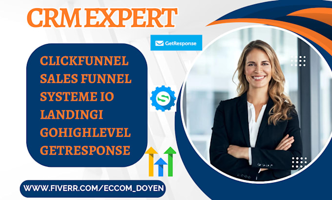 Gig Preview - Setup clickfunnel sales funnel gohighlevel getresponse systeme io landing page