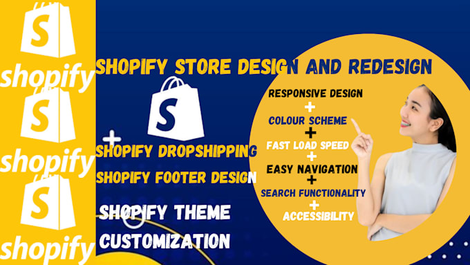 Gig Preview - Design, redesign shopify store and shopify website and dropshipping store