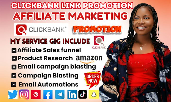 Gig Preview - Clickbank affiliate marketing link promotion clickbank affiliate link promotion