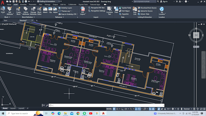 Gig Preview - Redraw floor plan in autocad