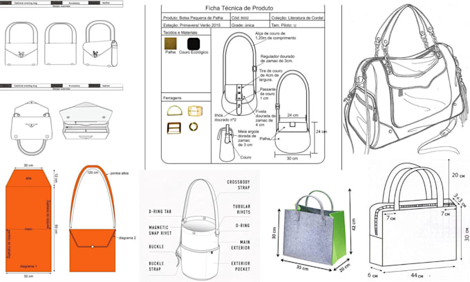 Gig Preview - Design a luxury handbag purse wallets, tote bag technical drawing and tech pack