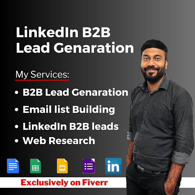 Gig Preview - Do linkedin research b2b lead generation and data entry