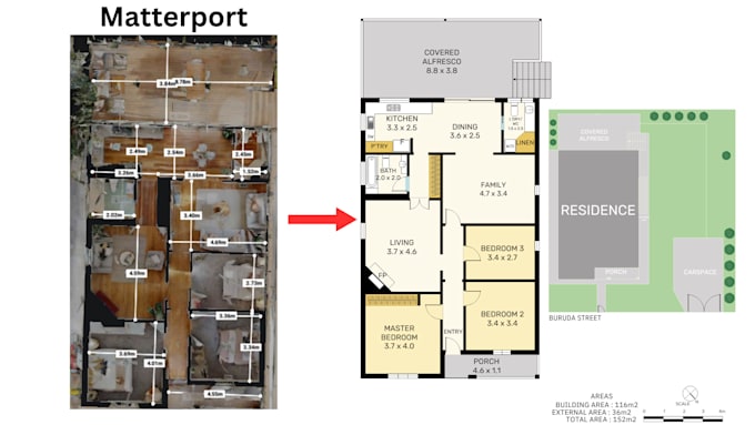 Gig Preview - Transform matterport or sketches into professional 2d floor plans