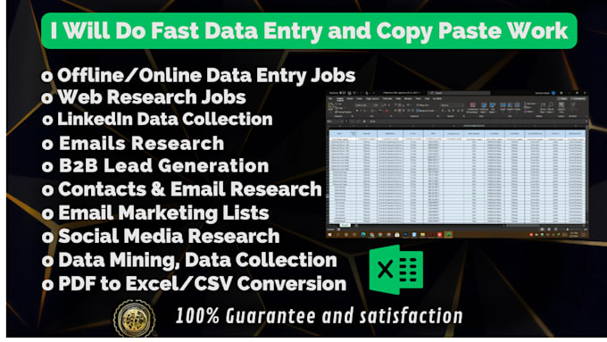 Gig Preview - Do fast data entry work expert