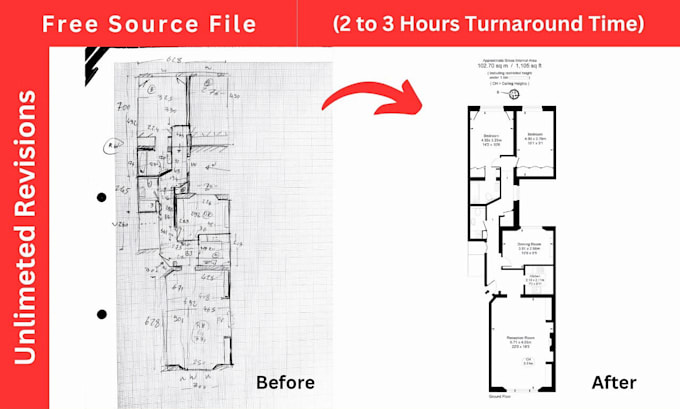 Gig Preview - Redraw floor plan in cad for real estate agents in 3 hours