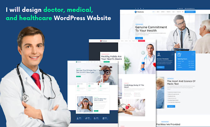 Gig Preview - Design medical healthcare dental clinic and telehealth websites