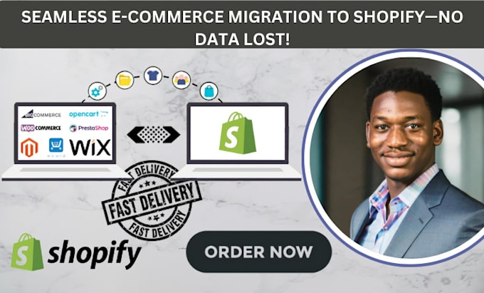 Gig Preview - Migrate wix, wordpress, bigcommerce, squarespace, weebly store to shopify store