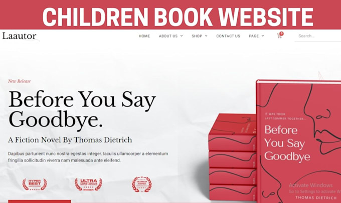 Gig Preview - Design children books website, children author website, children books page