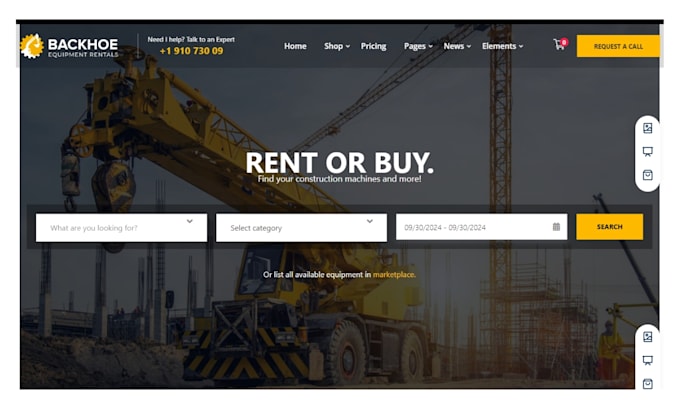 Gig Preview - Design construction equipment rental website machinery equipment rental website