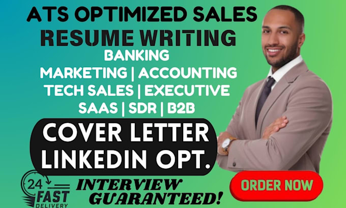 Gig Preview - Write sales, marketing, banking, finance, accounting, saas, tech sales resume