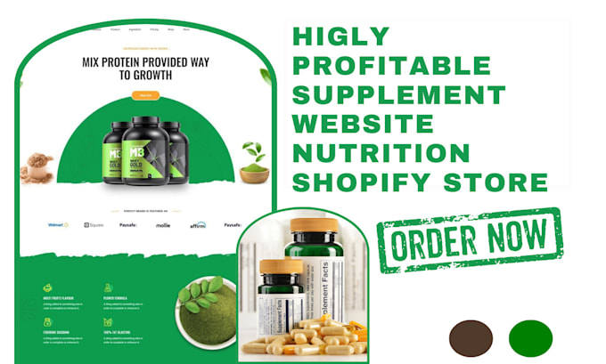 Gig Preview - Design supplement website supplement shopify store health dropshipping store