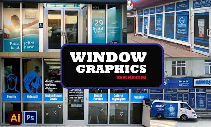 Gig Preview - Do modern shopfront or storefront window graphics ,signage design  all window