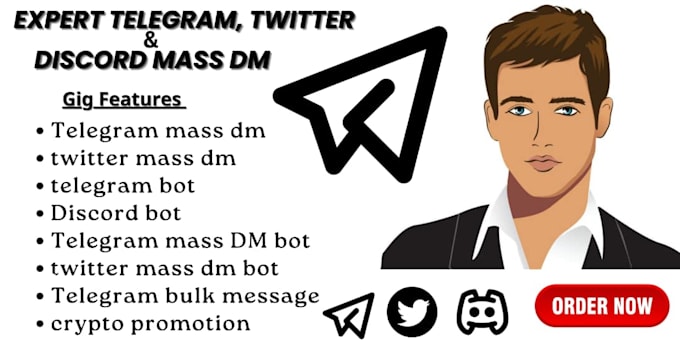 Gig Preview - Do telegram mass dm, discord mass dm, mass dms, twitter dms