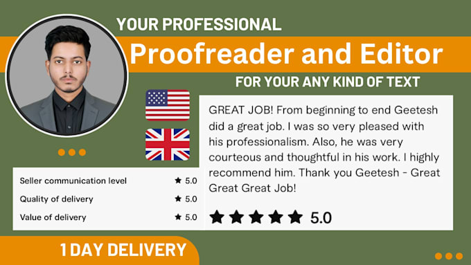 Bestseller - provide professional proofreading and editing for any document