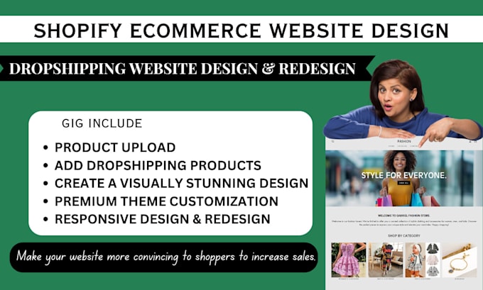 Gig Preview - Do shopify dropshipping store design redesign add products website customization