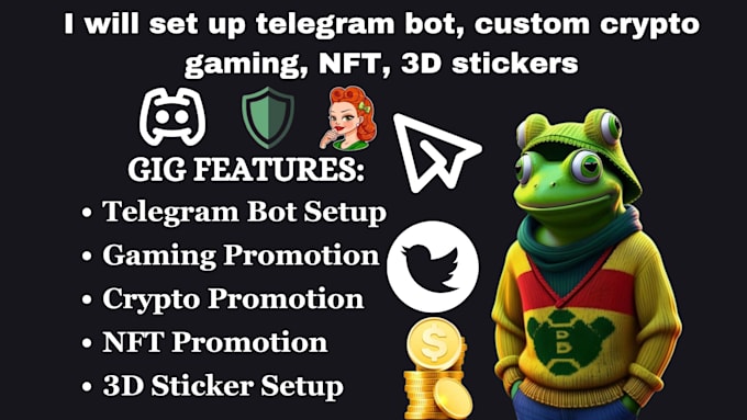 Gig Preview - Set up telegram bot, custom crypto gaming, nft, 3d sticker