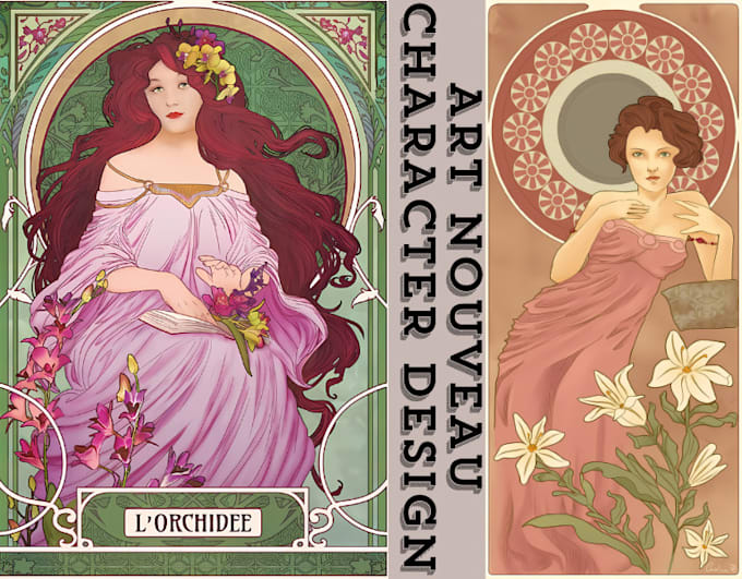 Gig Preview - Draw art nouveau illustration portrait vintage poster, art deco, tarot card