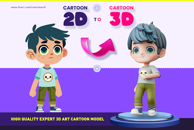 Gig Preview - Our agency will transform 2d design to 3d model for children illustration, youtube, video game