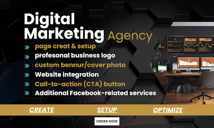 Gig Preview - Create and setup facebook business page with professional logo and cover photo