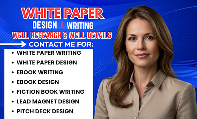 Gig Preview - Write and design white paper, ebook, pitch deck, fiction book white paper design