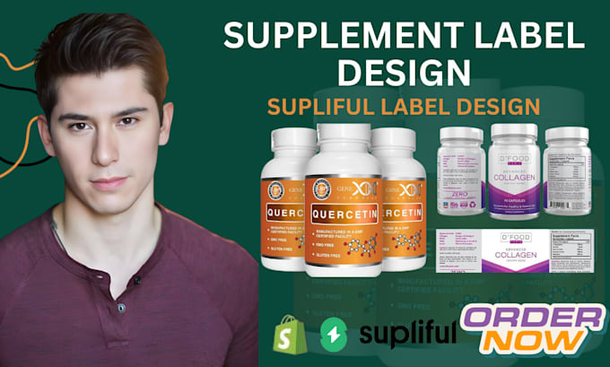 Gig Preview - Do shopify supliful supplements product label design