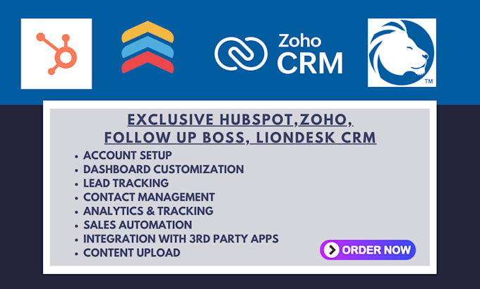 Gig Preview - Setup hubspot zoho follow up boss liondesk crm