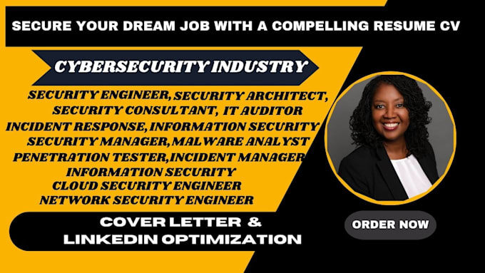 Gig Preview - Write cybersecurity resume, security engineer, security architect, IT auditor CV