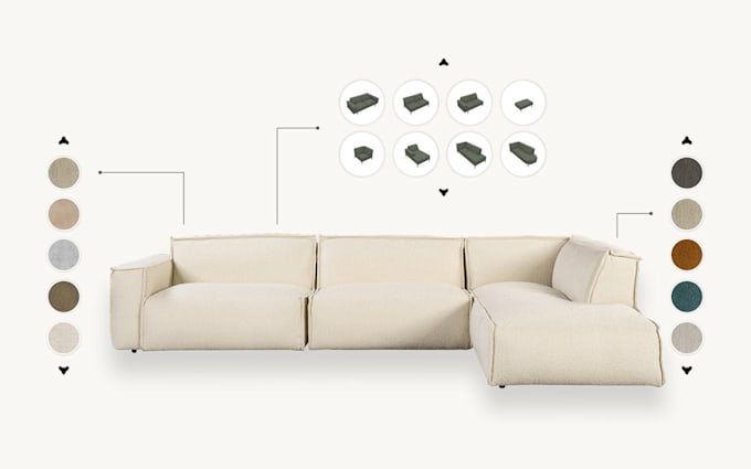 Gig Preview - Do 2d 3d furniture table chair sofa products configurator on zakeke and kickflip