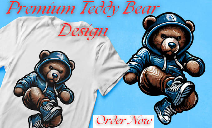 Gig Preview - Draw teddy bear for your streetwear t shirt design,mascot logo,cartoon character