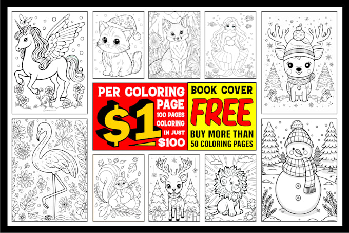 Gig Preview - Design kids coloring pages, adult coloring book pages and book cover