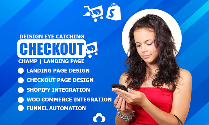 Gig Preview - Design eye catching checkout champ landing page for shopify and woo commerce