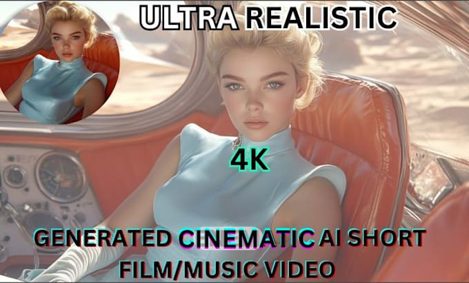 Gig Preview - Create ultra realistic 4k cinematic ai short film, ai promo video for youtube