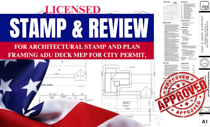 Gig Preview - Do architectural stamp and plan framing adu deck mep for city permit, US stamp