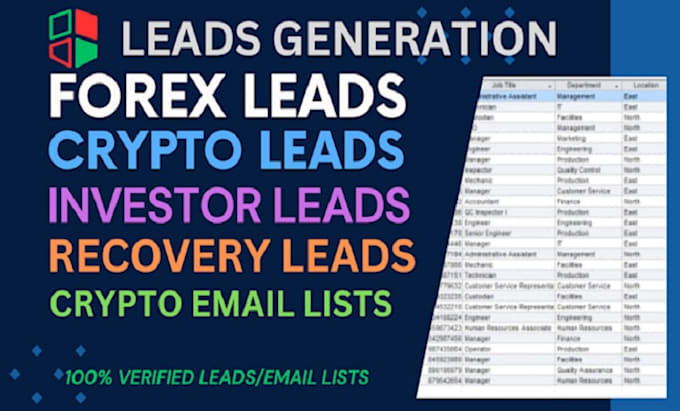 Gig Preview - Provide active and hot forex leads, crypto leads, mlm leads