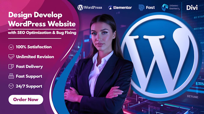 Gig Preview - Design and develop wordpress website with SEO optimization wordpress bug fixing