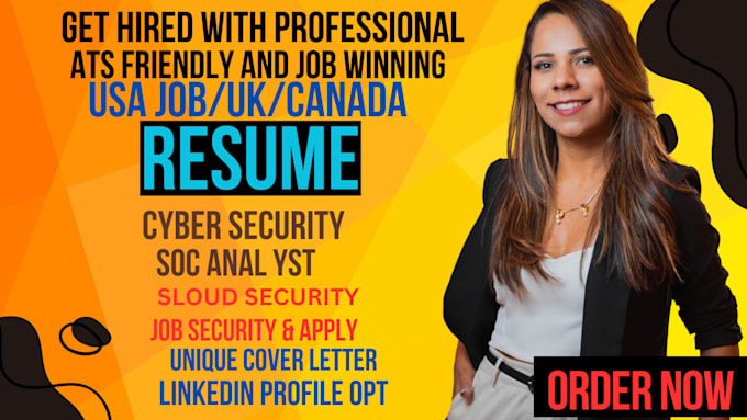 Gig Preview - Write cyber security resume, IT tech,cloud,epic,soc analyst cybersecurity resume