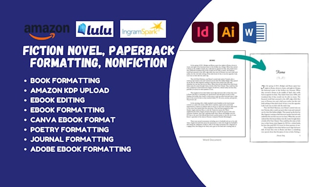 Gig Preview - Fiction formatting nonfiction memoir romance novel format paperback book editing