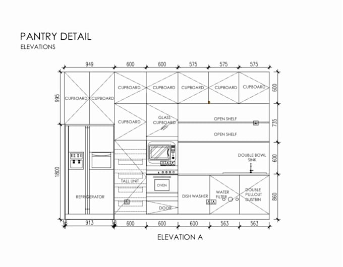 Gig Preview - Create detailed 2d kitchen pantry and wardrobe designs