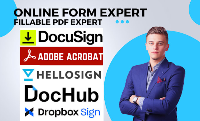 Gig Preview - Setup fillable pdf on adobe acrobat docusign dropbox sign docuhub hellosign