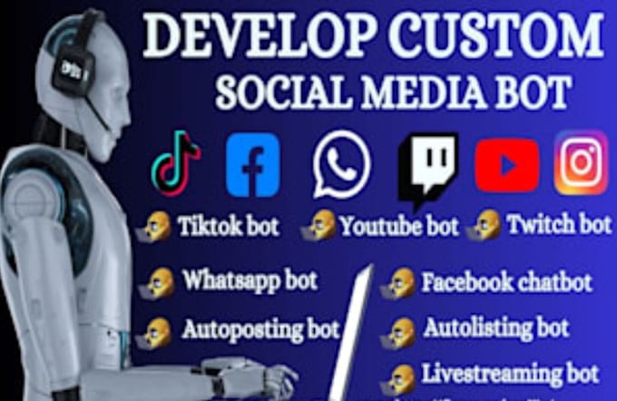 Gig Preview - Develop chatbot, youtube bot, twitter api bot, kick twitch bot, tiktok shop bot