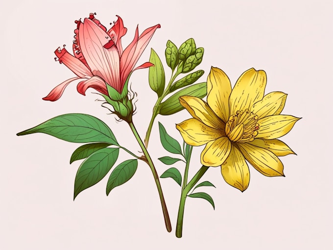 Bestseller - draw beautiful digital botanical illustration of flowers, fruits, and plants