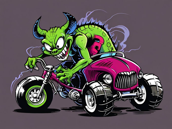 Gig Preview - Draw monster in rat fink, kustom kulture style