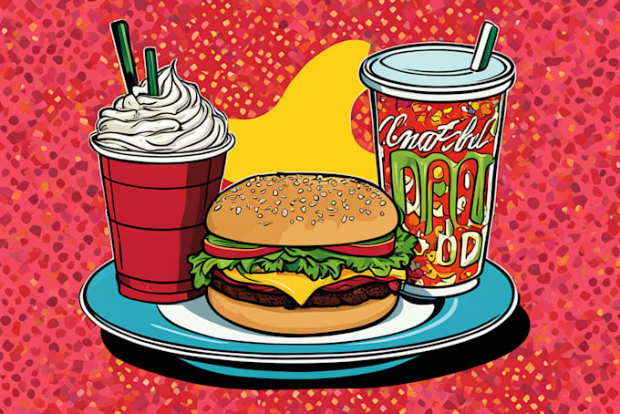 Gig Preview - Create a illustration of food pop art