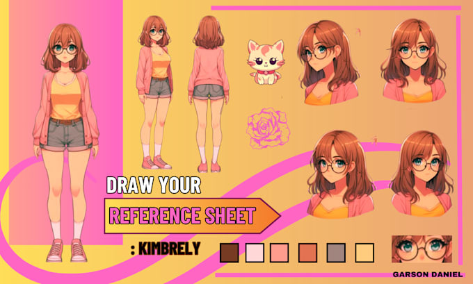 Gig Preview - Draw stunning vtuber character sheet oc sheet vtuber reference sheet concept art